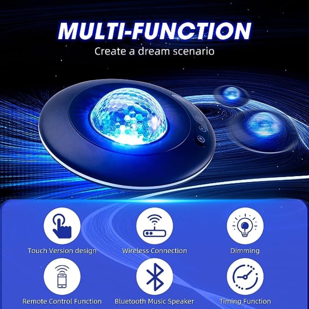 New Galaxy Star Projector Lamp with Bluetooth Speaker Timer and Remote Control - Picture 3 of 6